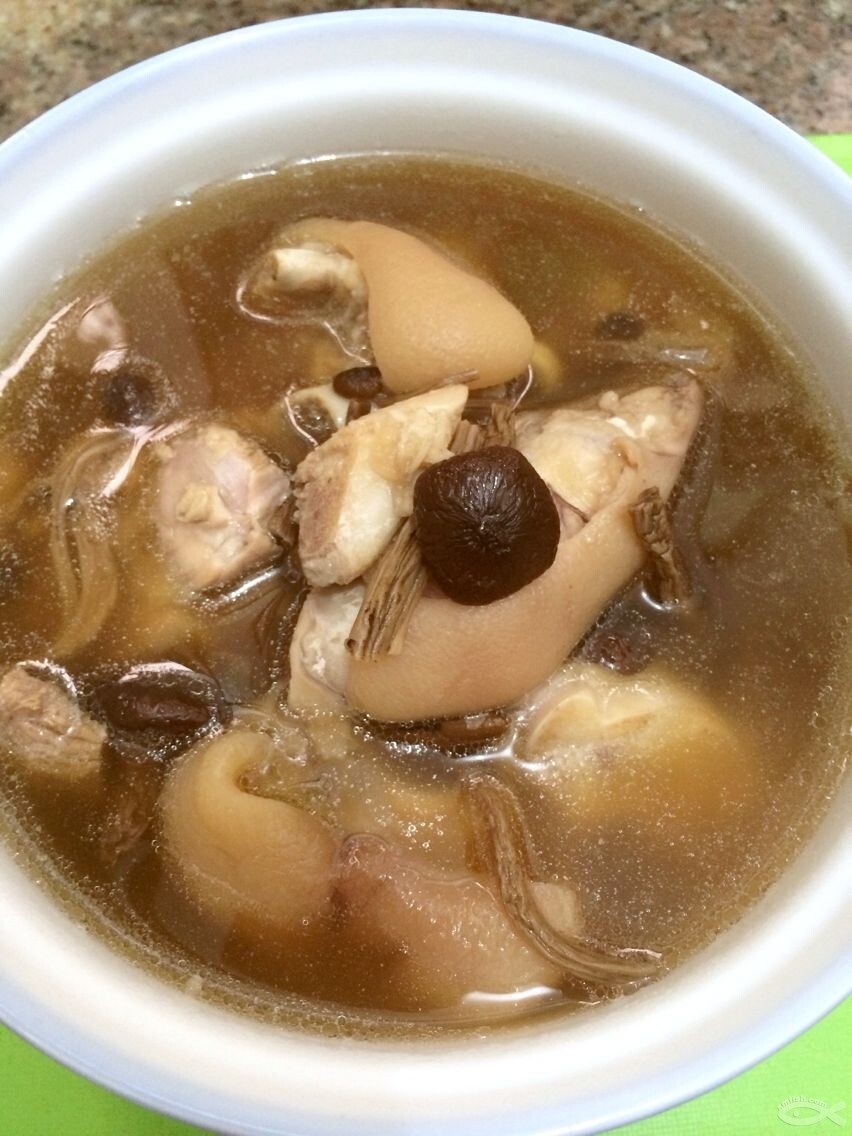 茶树菇煲猪蹄汤的做法